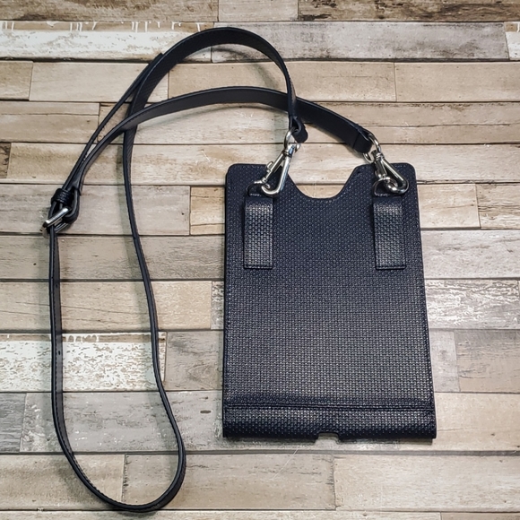 Lacoste Accessories Navy Blue Lacoste Leather Ipad Crossbody Case